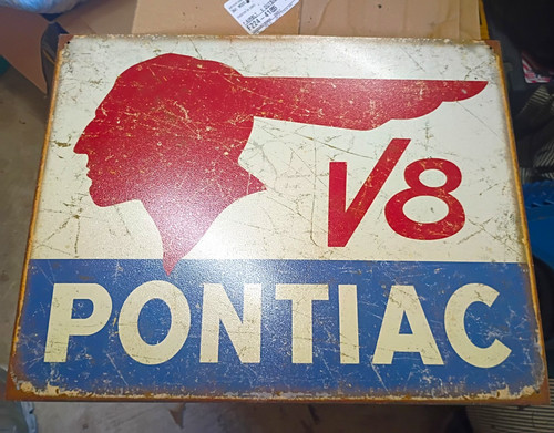 Pontiac metal advertising - pontiac, v8