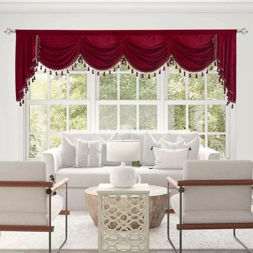 Nicetown red swag curtains for - red,