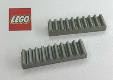 2 x LEGO Vintage No.3743 OLD LIGHT GREY 1x4 TECHNIC GEAR RACK -1C