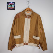Vintage 70s Tan Canvas Leather Shoulder Shooting Hunting Field Jacket Mens 46