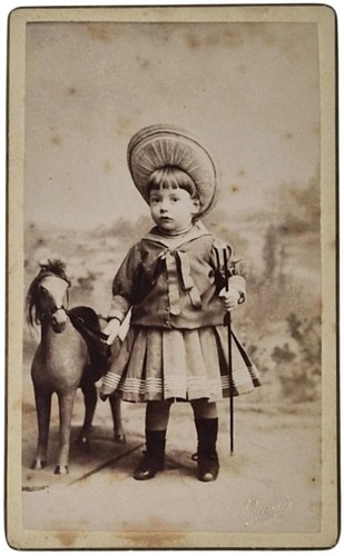 Cdv child with wooden - with, horse