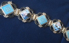 Norwegian Stg Silver Scenic Enamel Bracelet - Aksel Holmsen / Norne Norway 1930s