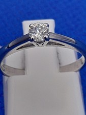 Tolkowsky 18 Carat White Gold Solitaire Diamond 0.17 Carat Ring 2.3g Size J.5