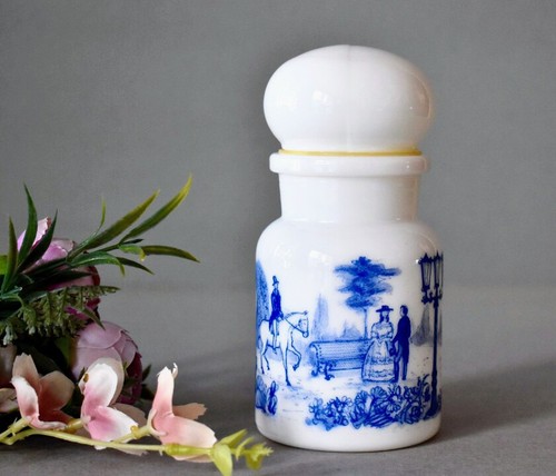 1970 blue white milk - blue, glass