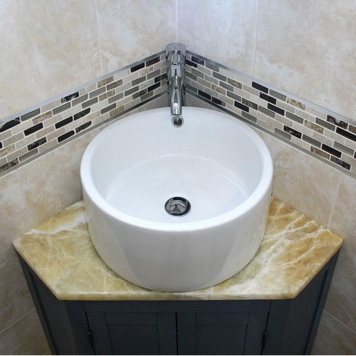 Grey painted bathroom vanity - grey,