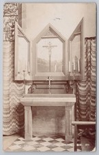 RPPC Haddon Hall Lady Chapel Derbyshire Church Interior Altar Triptych 1904