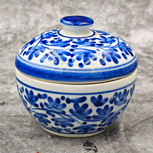 Blue white floral - &,