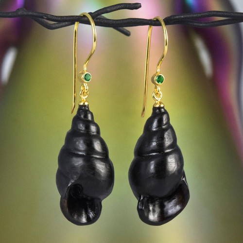 Sea snail earrings carved - sea,