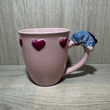 Disney Store Pink 3D Handle Eeyore Large Mug Winnie The Pooh Embossed Tea Coffee