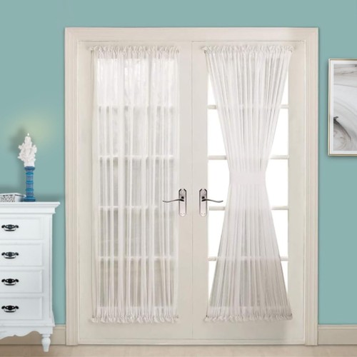White french door - door, curtains