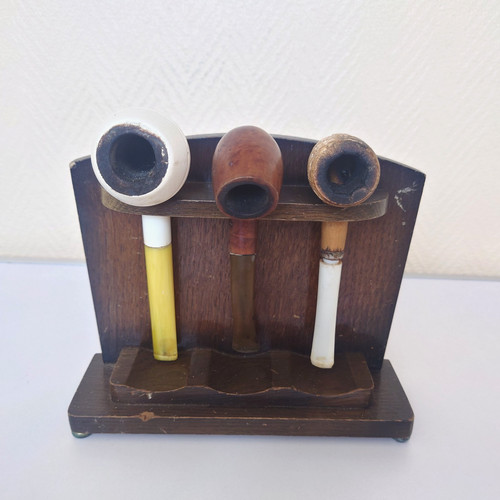Vintage wooden pipe rack - wooden,