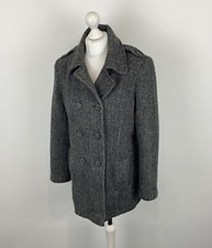 House Of Bruar Harris Tweed Peacoat Grey Herringbone Sz 14 UK Ladies