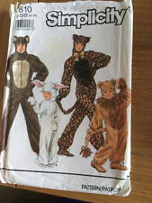 1990 ORIGINAL SIMPLICITY SEWING Pattern 9810 Animal costume age 2-4cut  Free P&P