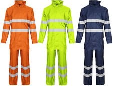 Hi Viz Waterproof Rainsuit Mens Rain Suit Set High Vis Visibility Jacket Trouser