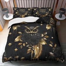 Golden leaves owl - golden, duvet