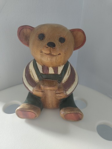 Carved wooden teddy bear - carved,