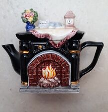 Whittard Minature Teapot House/Fireplace. Cat/Flowers/CLock on Lid