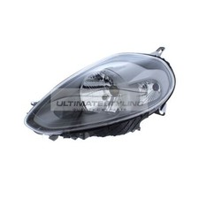 Headlight Fits Fiat Punto 2012-2015 Black Inner Headlamp Passenger Side Left