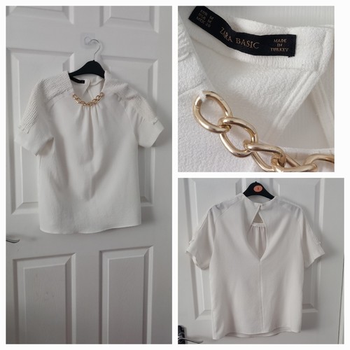 Zara ivory blouse gold chain - ivory,