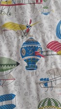 7.5m vintage mid century Hot Air Balloons aeroplanes fabric unused