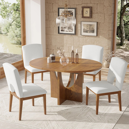 Contemporary beige rubber wood - beige,