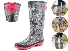 Womens extra wide calf wellies Ladies winter waterproof wellington Rain Boots