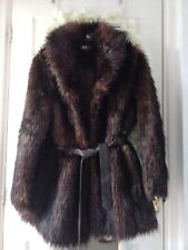 Quality Stunning Fur Belted Mid Lenght Coat Brown  Burgundy Mix  L 12 14 .. 16 ?