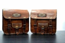 Bag Leather Motorcycle Side Real Panniers Genuine Pouch Bags Saddlebags Saddle