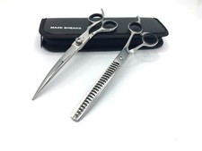 Professional Pet Grooming CURVED Scissors CHUNKER THINNING SHEARS SET J2 8.5”