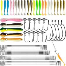 62 x Lure Drop Shot Set Jig Lead Head Hook Soft Worm Shad Paddle Tail pike perch