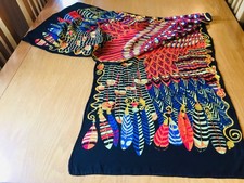 UNUSUAL LOUIS FERAUD VINTAGE SILK SCARF.  FEATHERS!  VGC.  31 x 16 INCHES.   #