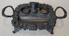 Early 19th Century Regency Cold Painted Bronze Ink / Inkwell Desk Stand