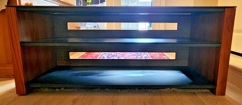 Modern black glass hifi - black, /