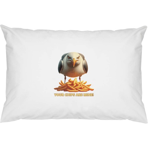 Angry seagull with chips - 'angry, chips'
