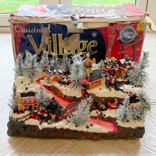 Christmas Village Scene Fibre Optic River Snow Wonderland Snowtime Working