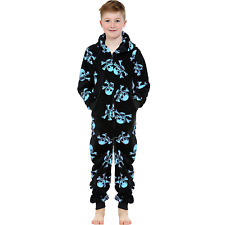 Kids Girls Boys Fun Halloween Skull Print A2Z Onesie One Piece Blue Pyjama Sets