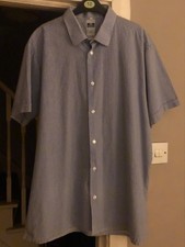 HMP Prison Blue & White Stripe Cotton Short Sleeve Shirt 17” Collar-New