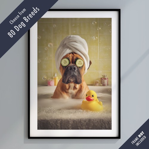 Funny dog bath print - bath,