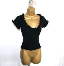 Wheels & Dollbaby Black Ruffled Sexy Fitted Top Sz 2 UK 8-10 *Very Rare