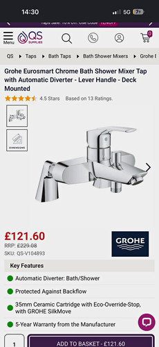 Grohe eurosmart bath - bath, shower