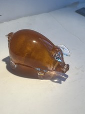 Glass Pig Figurine Amber