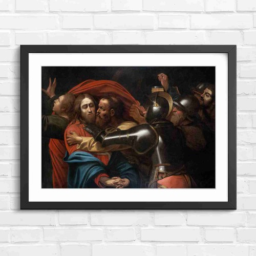Judas betraying jesus painting - jesus,