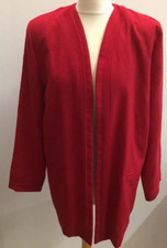 Jacques Vert Ladies Red Edge To Edge Longline Wool Blend Jacket UK 12 Collarless