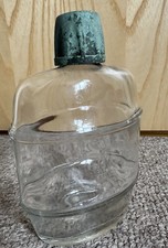 Vintage Ribbed Glass Military Army Hip Flask Canteen Water Bottle Reg 186 850772