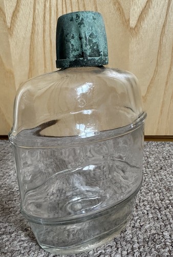 Vintage ribbed glass military - ribbed,
