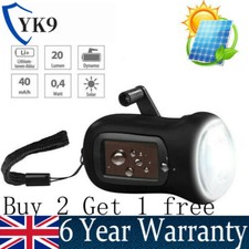 LED Solar Dynamo Torch Outdoor Portable Hand Crank Torch Rechargeable Emergency