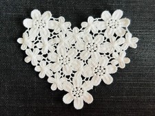 Large Sew On Lace Flower Heart