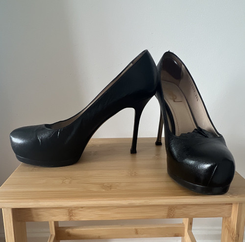 Ysl black leather platform - ysl,