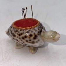 Vintage Sewing Pincushion Crab Shell Turtle  Needles Holder Funky
