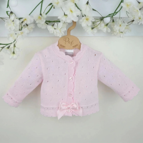 Baby girls bow cardigan - bow, white